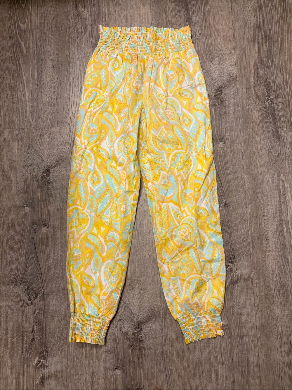 Girl's Rachel Zoe Janie and Jack Yellow Paisley Elastic-Waist Jogger Pants- 8